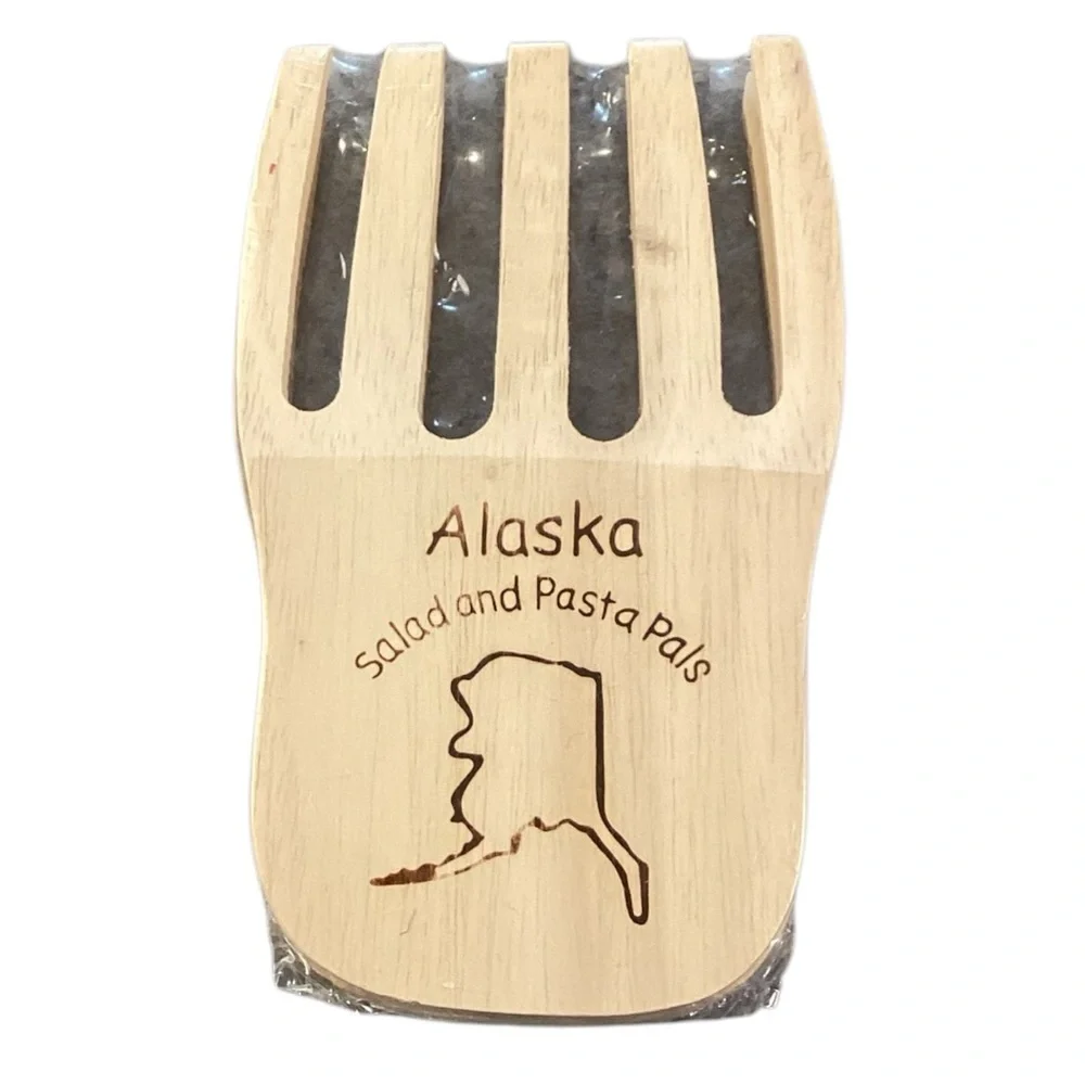 Alaskan Tongass Wooden Bear Claw‎ Salad & Pasta Servers Toss New in Package